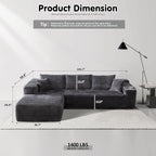 104 L-Shape Cloud Sectional Sofa - Modular Deep Seat Couch for Living Room & Bedroom, No Assembly