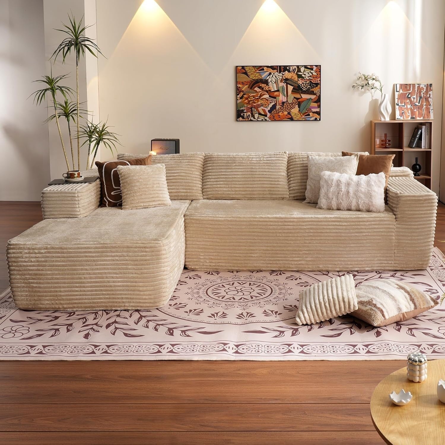 104 L-Shape Cloud Sectional Sofa - Modular Deep Seat Couch for Living Room & Bedroom, No Assembly