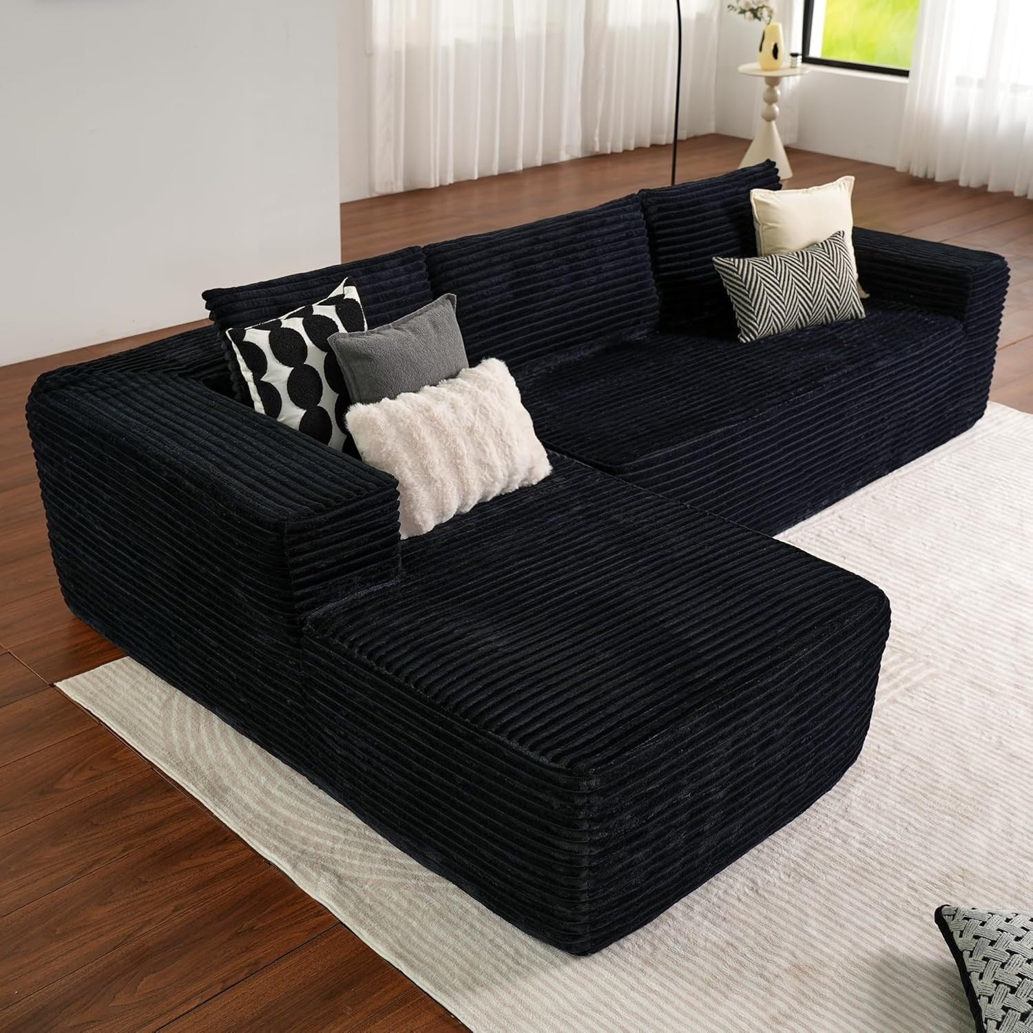 104 L-Shape Cloud Sectional Sofa - Modular Deep Seat Couch for Living Room & Bedroom, No Assembly