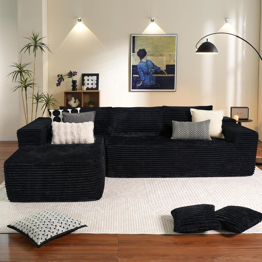 104 L-Shape Cloud Sectional Sofa - Modular Deep Seat Couch for Living Room & Bedroom, No Assembly