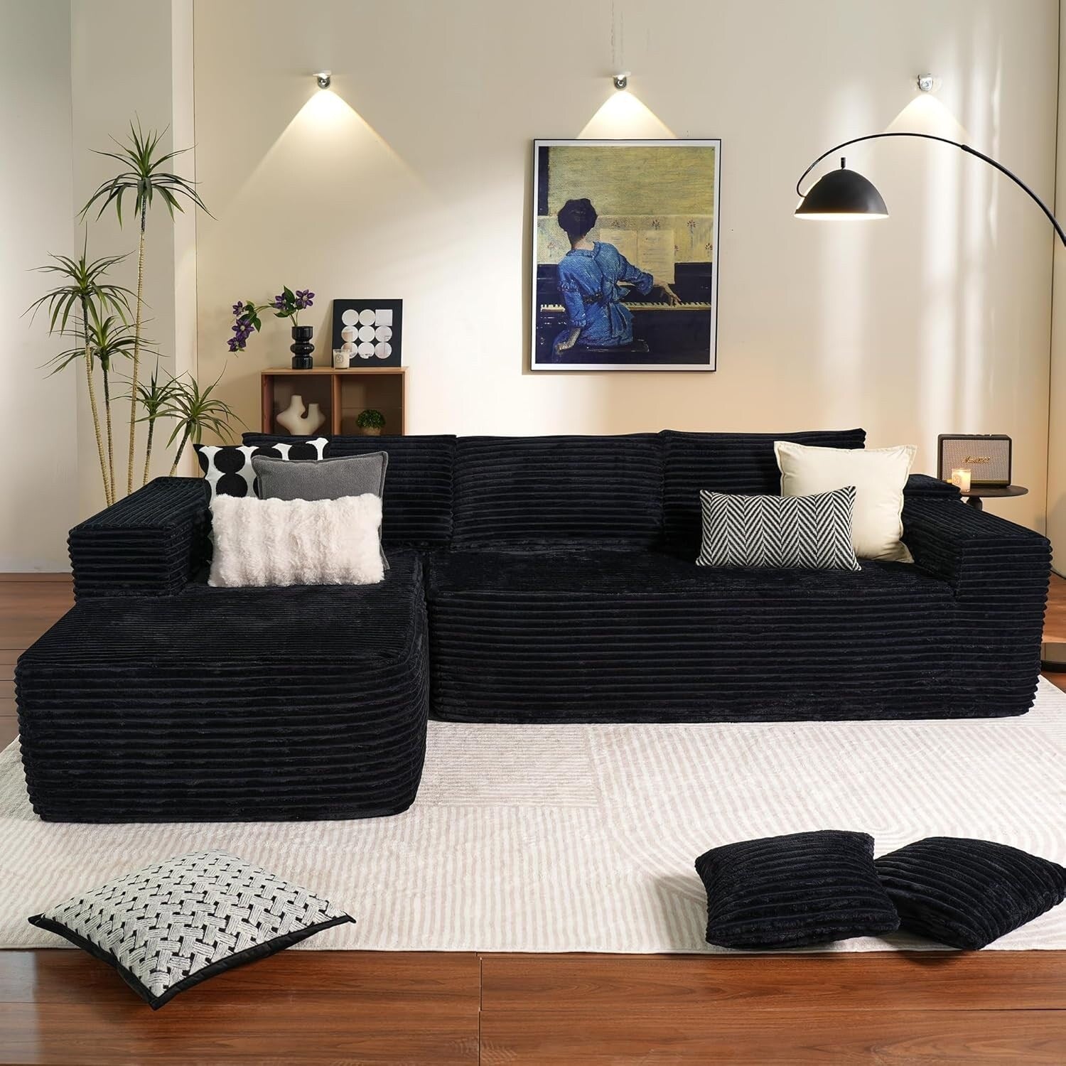 104 L-Shape Cloud Sectional Sofa - Modular Deep Seat Couch for Living Room & Bedroom, No Assembly
