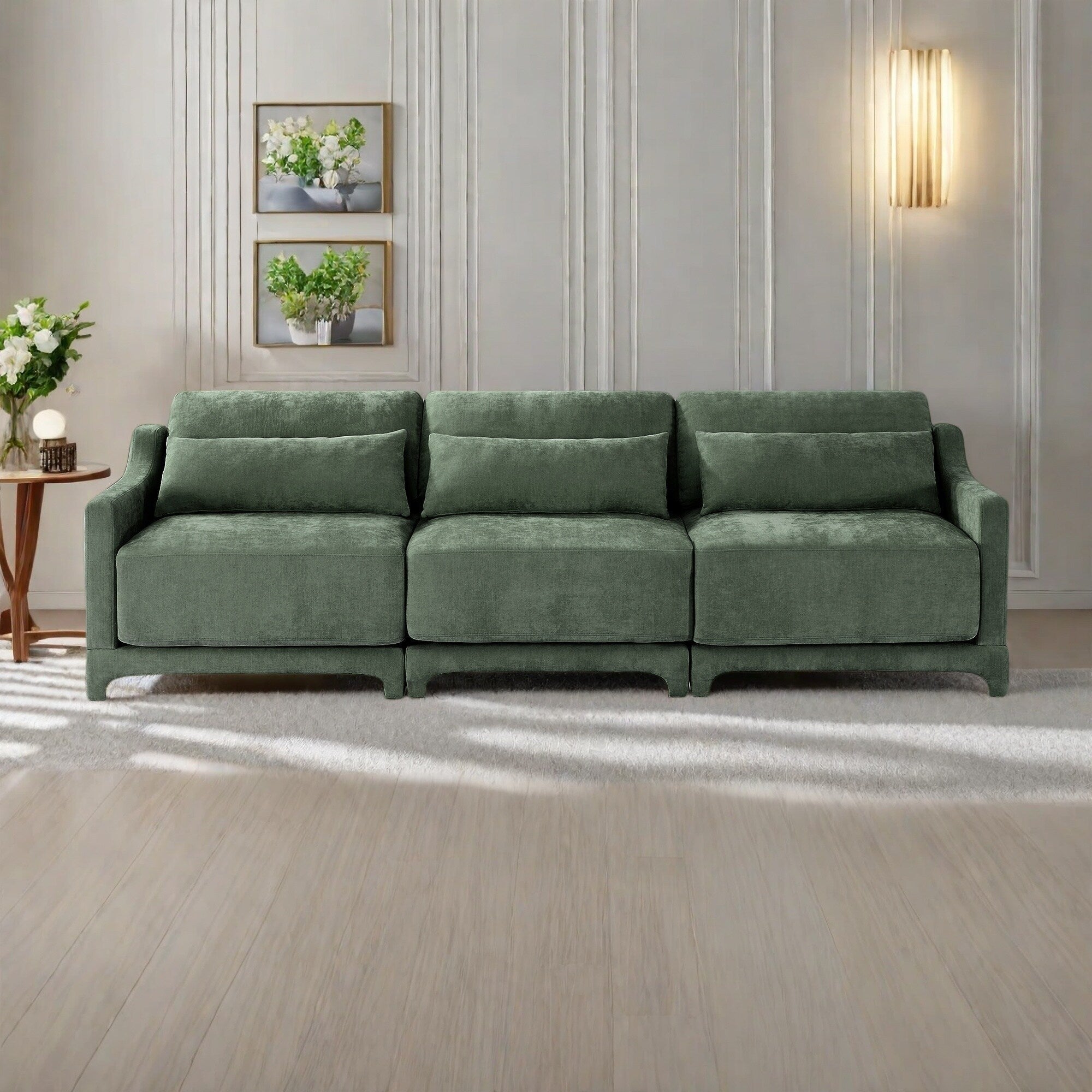 105.9 Chenille 4-Seater Sofa with ergonomic, wooden base,high - resilience sponge for Living Room