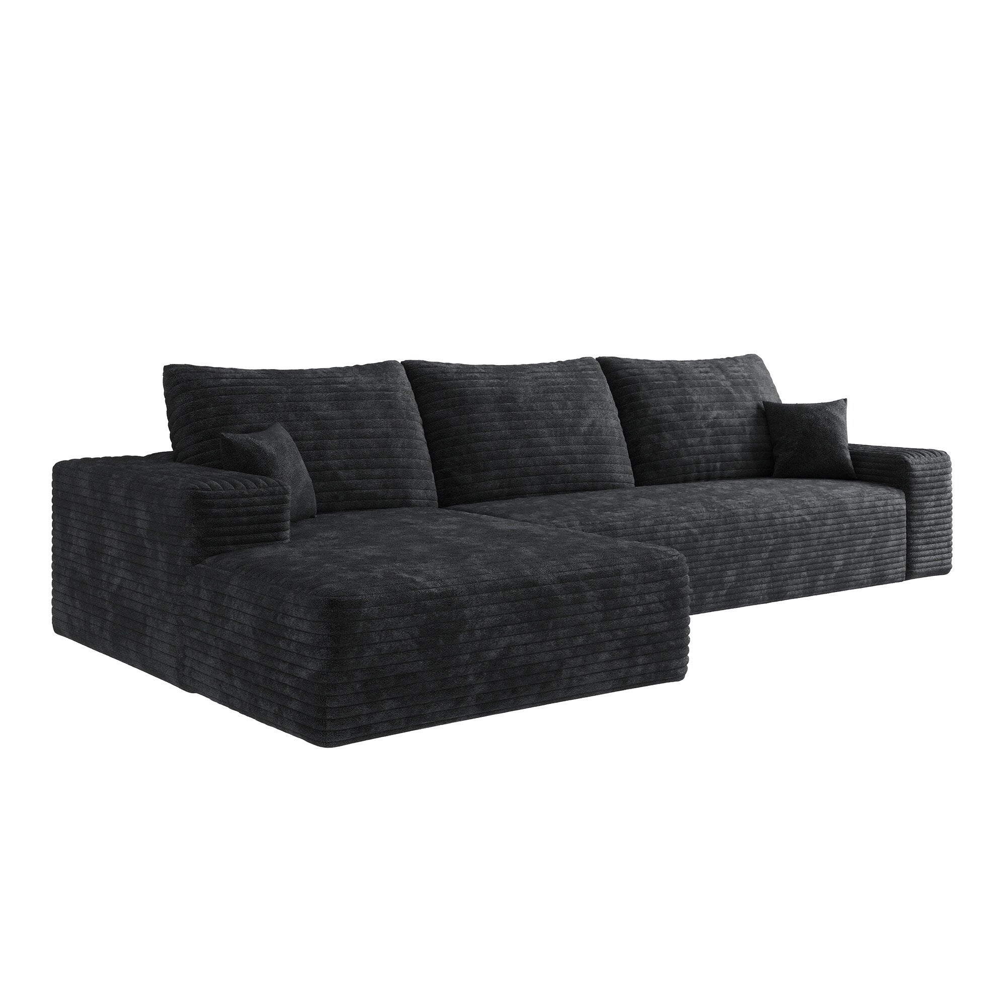 107-Inch Modular Corduroy Sectional Sofa with Chaise and Deep Seating for Living Room Bedroom