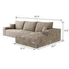 107-Inch Modular Corduroy Sectional Sofa with Chaise and Deep Seating for Living Room Bedroom