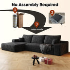 107-Inch Modular Corduroy Sectional Sofa with Chaise and Deep Seating for Living Room Bedroom