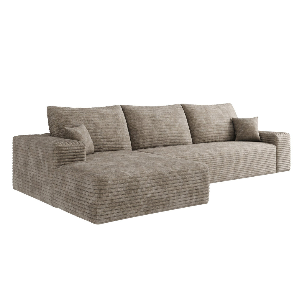 107-Inch Modular Corduroy Sectional Sofa with Chaise and Deep Seating for Living Room Bedroom