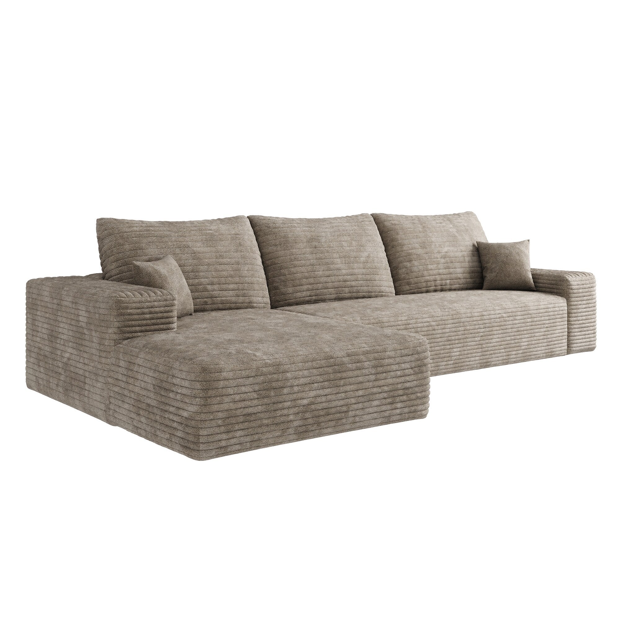 107-Inch Modular Corduroy Sectional Sofa with Chaise and Deep Seating for Living Room Bedroom