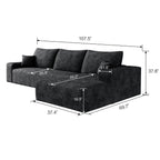 107-Inch Modular Corduroy Sectional Sofa with Chaise and Deep Seating for Living Room Bedroom
