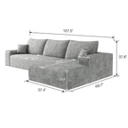 107-Inch Modular Corduroy Sectional Sofa with Chaise and Deep Seating for Living Room Bedroom