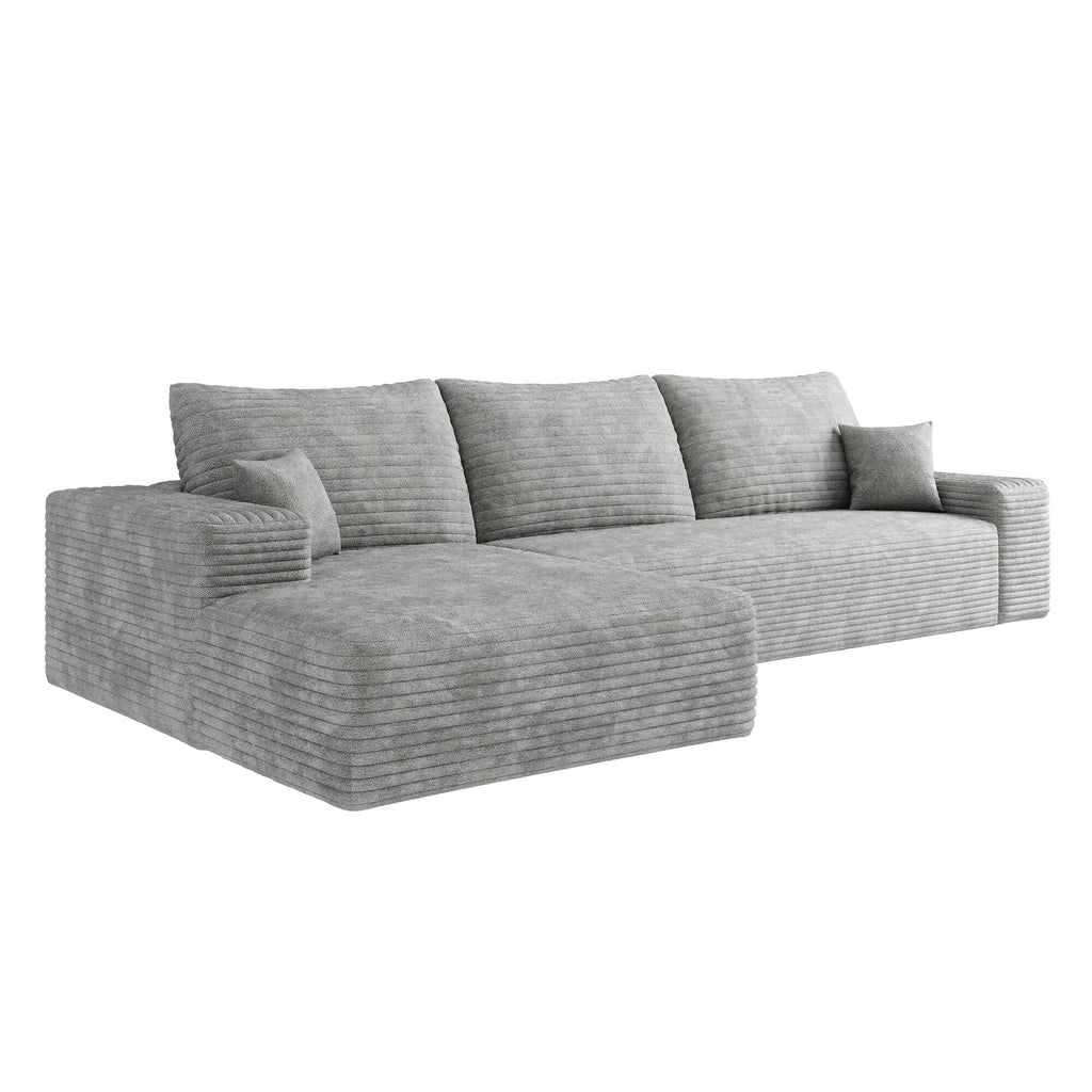 107-Inch Modular Corduroy Sectional Sofa with Chaise and Deep Seating for Living Room Bedroom