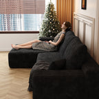 107-Inch Modular Corduroy Sectional Sofa with Chaise and Deep Seating for Living Room Bedroom