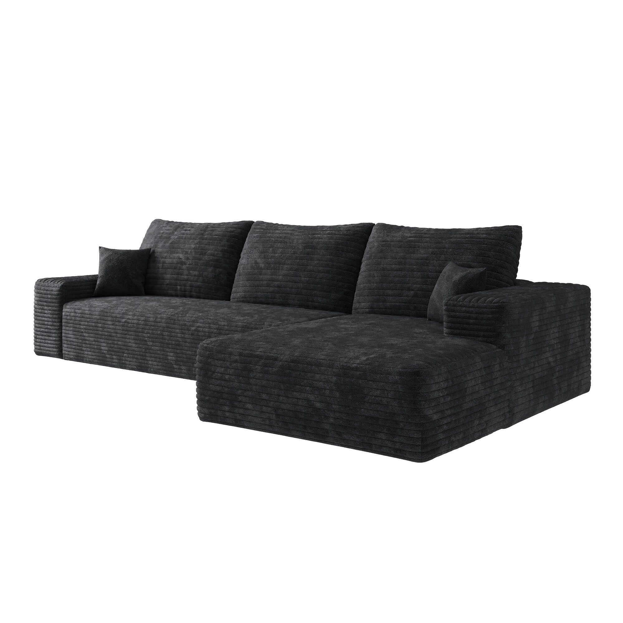 107-Inch Modular Corduroy Sectional Sofa with Chaise and Deep Seating for Living Room Bedroom