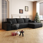 107-Inch Modular Corduroy Sectional Sofa with Chaise and Deep Seating for Living Room Bedroom