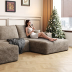 107-Inch Modular Corduroy Sectional Sofa with Chaise and Deep Seating for Living Room Bedroom