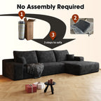 107-Inch Modular Corduroy Sectional Sofa with Chaise and Deep Seating for Living Room Bedroom