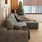 107-Inch Modular Corduroy Sectional Sofa with Chaise and Deep Seating for Living Room Bedroom