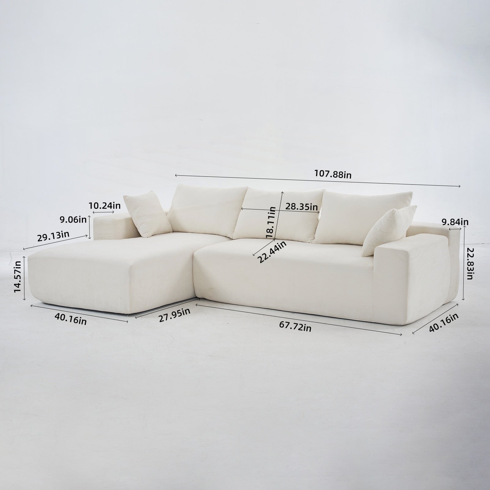 108X68 inch extra-deep modular sofa