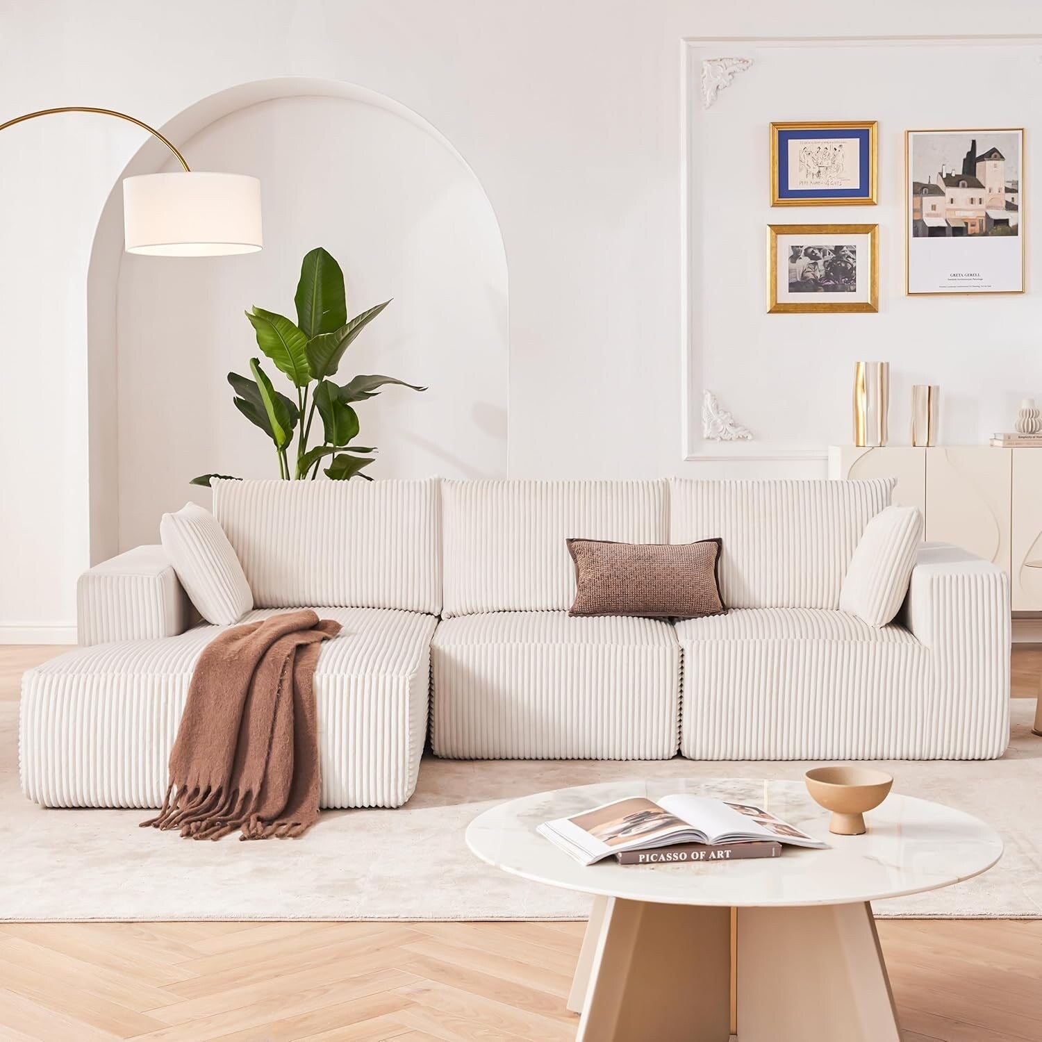 108 Modular Cloud Sectional Sofa - Deep Seat L-Shape Couch with Chaise, Upholstered Living Room & Bedroom Sofa