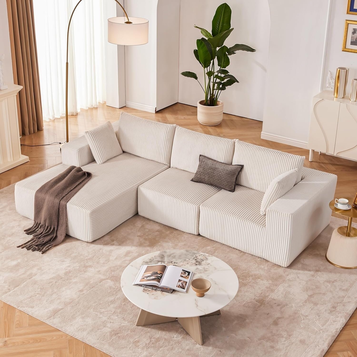 108 Modular Cloud Sectional Sofa - Deep Seat L-Shape Couch with Chaise, Upholstered Living Room & Bedroom Sofa