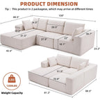 108 Modular Cloud Sectional Sofa - Deep Seat L-Shape Couch with Chaise, Upholstered Living Room & Bedroom Sofa