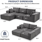 108 Modular Cloud Sectional Sofa - Deep Seat L-Shape Couch with Chaise, Upholstered Living Room & Bedroom Sofa