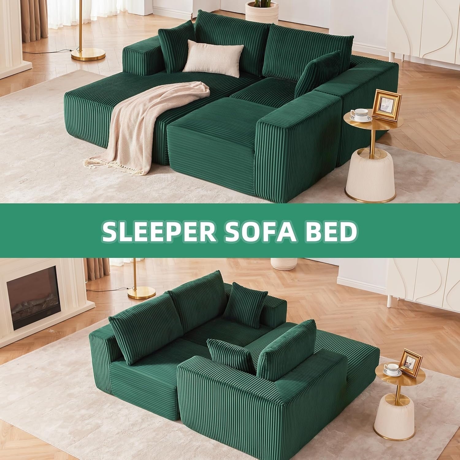 108 Modular Cloud Sectional Sofa - Deep Seat L-Shape Couch with Chaise, Upholstered Living Room & Bedroom Sofa