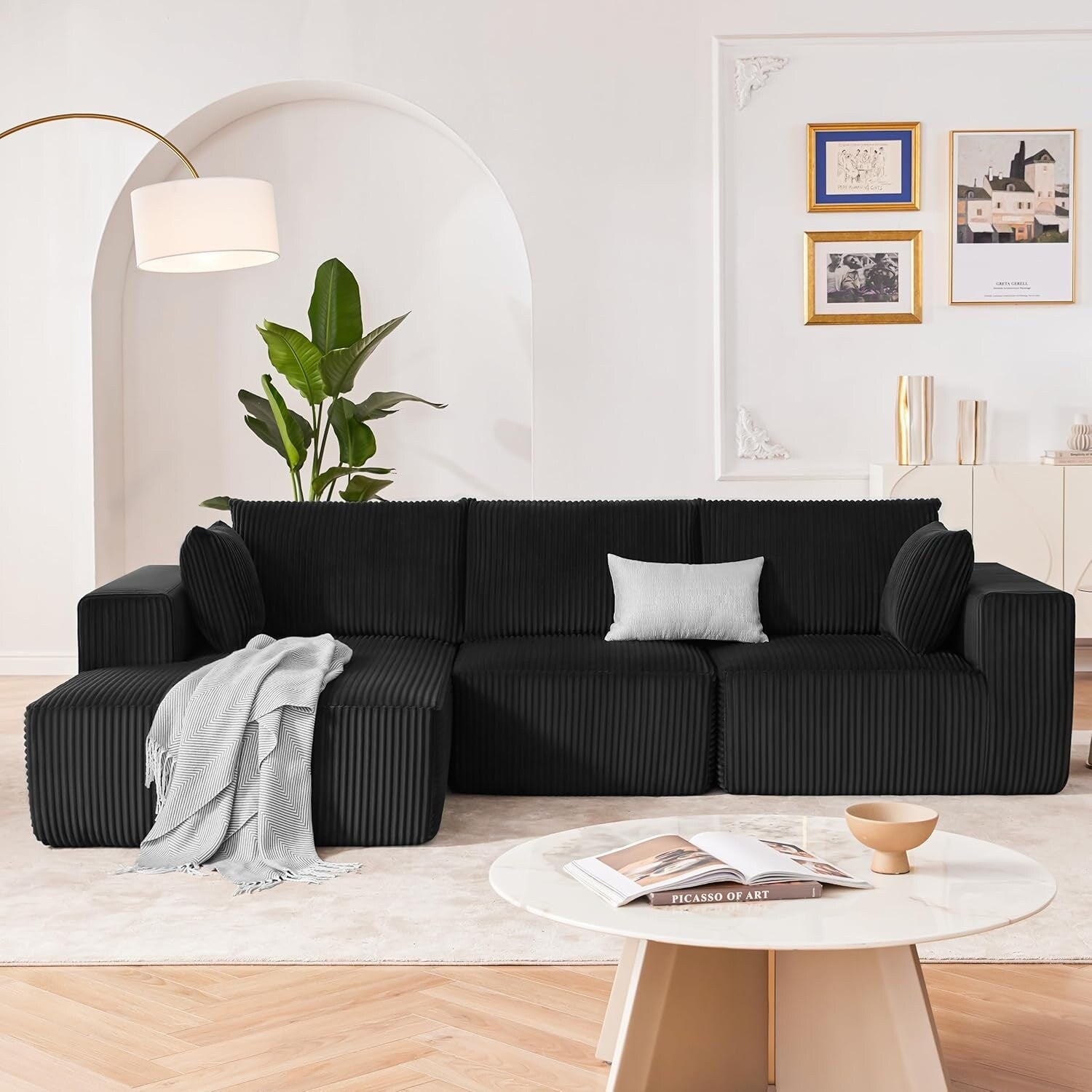 108 Modular Cloud Sectional Sofa - Deep Seat L-Shape Couch with Chaise, Upholstered Living Room & Bedroom Sofa