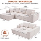 108 Modular Cloud Sectional Sofa - Deep Seat L-Shape Couch with Chaise, Upholstered Living Room & Bedroom Sofa