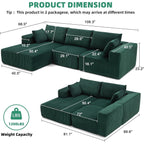 108 Modular Cloud Sectional Sofa - Deep Seat L-Shape Couch with Chaise, Upholstered Living Room & Bedroom Sofa