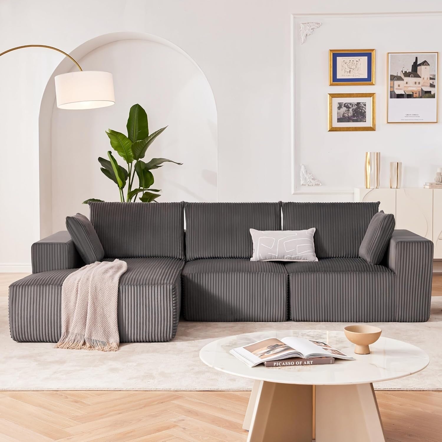 108 Modular Cloud Sectional Sofa - Deep Seat L-Shape Couch with Chaise, Upholstered Living Room & Bedroom Sofa