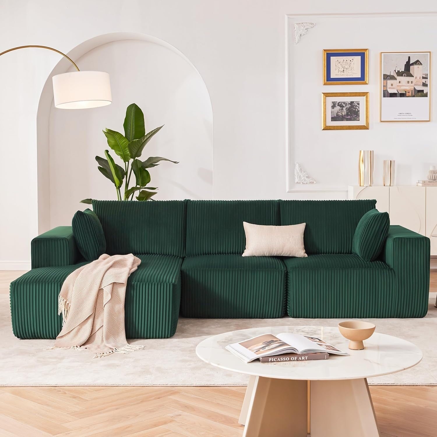 108 Modular Cloud Sectional Sofa - Deep Seat L-Shape Couch with Chaise, Upholstered Living Room & Bedroom Sofa