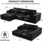 108 Modular Cloud Sectional Sofa - Deep Seat L-Shape Couch with Chaise, Upholstered Living Room & Bedroom Sofa