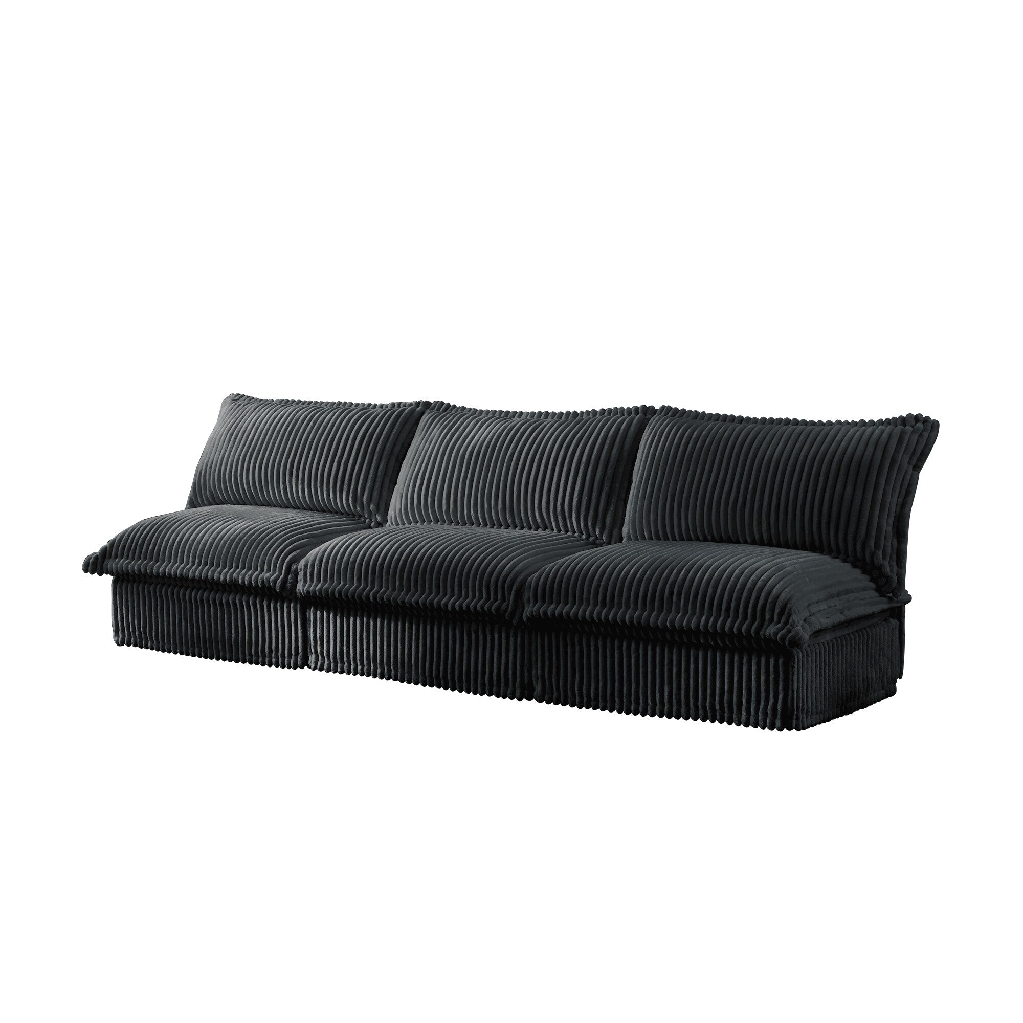 109.8 Corduroy Armless 3-Seater Sofa for living room and bedroom