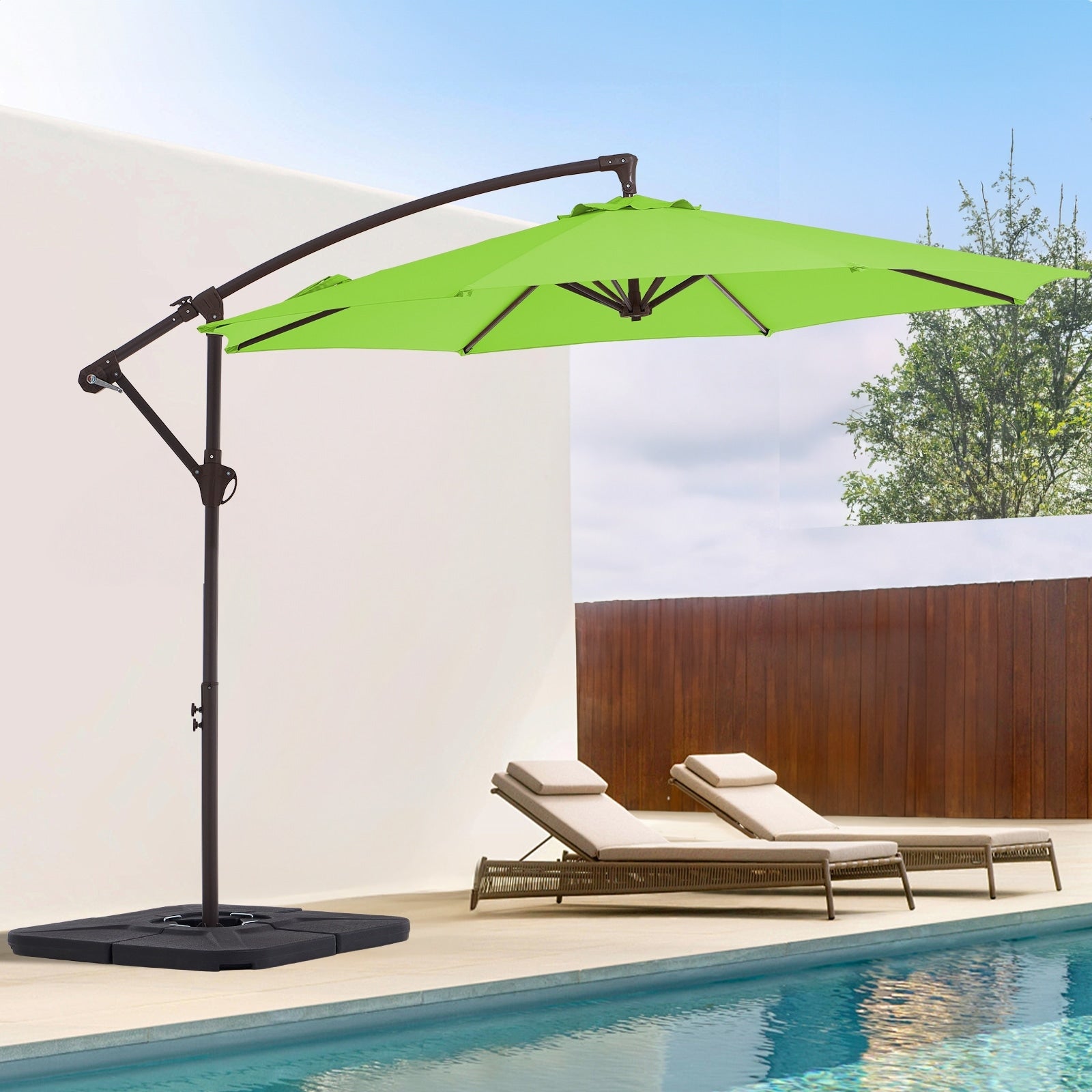 10ft Steel Crank Lift Hanging Offset Cantilever Umbrella