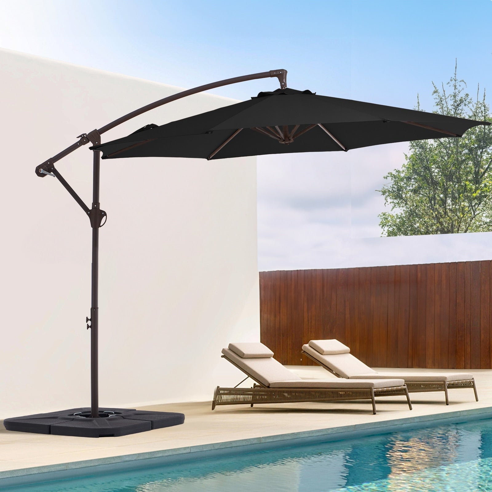 10ft Steel Crank Lift Hanging Offset Cantilever Umbrella