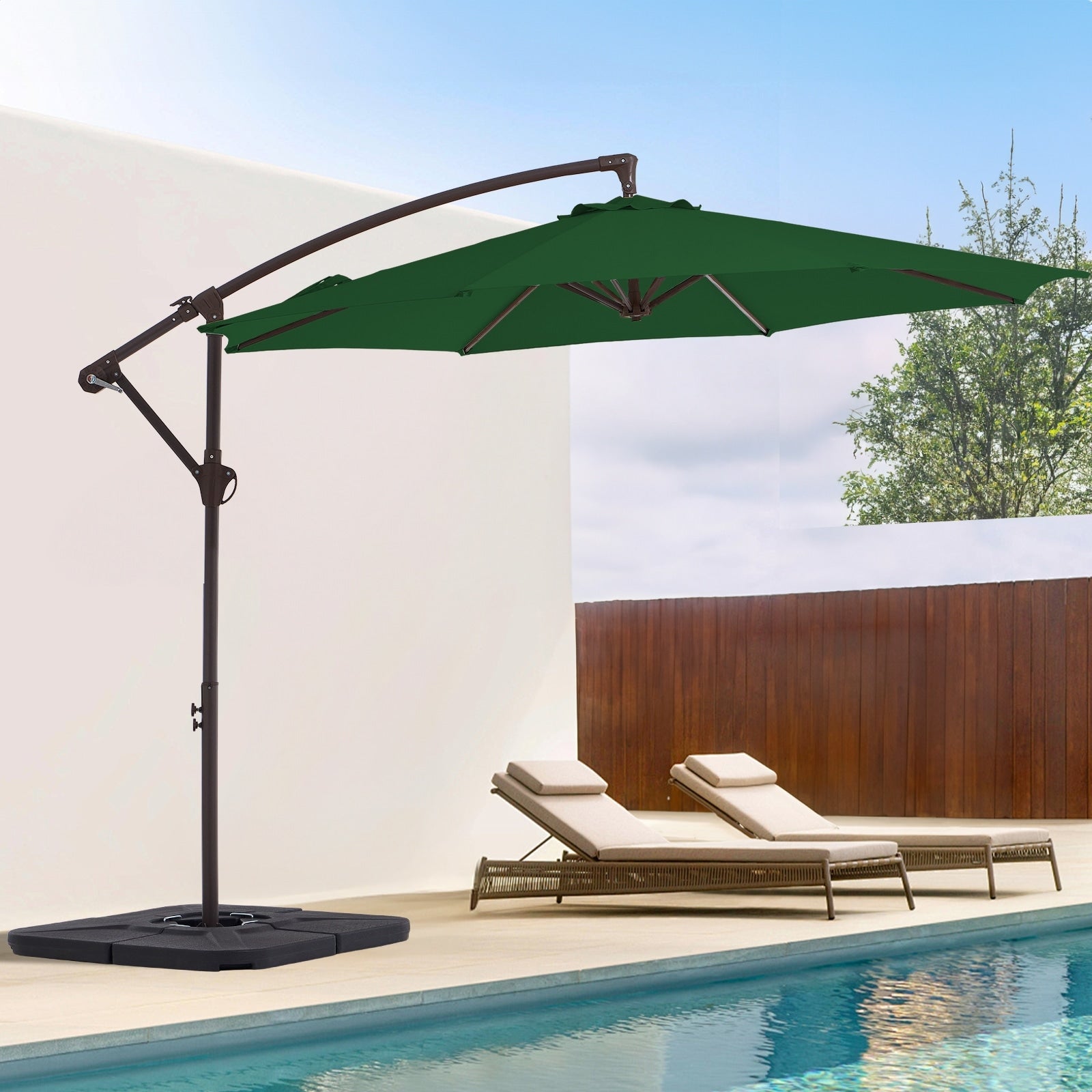 10ft Steel Crank Lift Hanging Offset Cantilever Umbrella