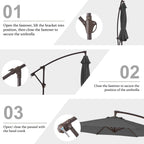 10ft Steel Crank Lift Hanging Offset Cantilever Umbrella