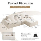 110 L-Shaped Sectional Sofa, Full-Compression 3-Seater Cloud Couch with Chaise