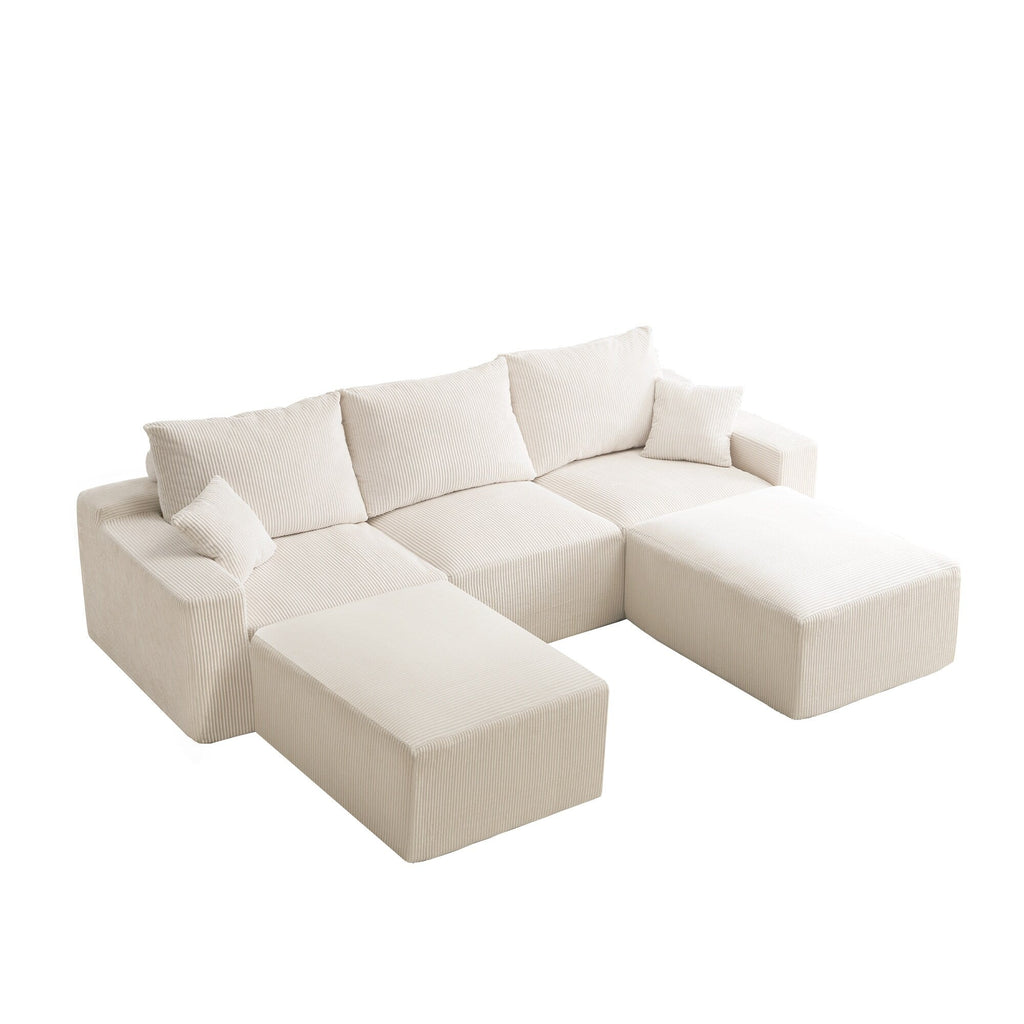 110 L-Shaped Sectional Sofa, Full-Compression 3-Seater Cloud Couch with Chaise