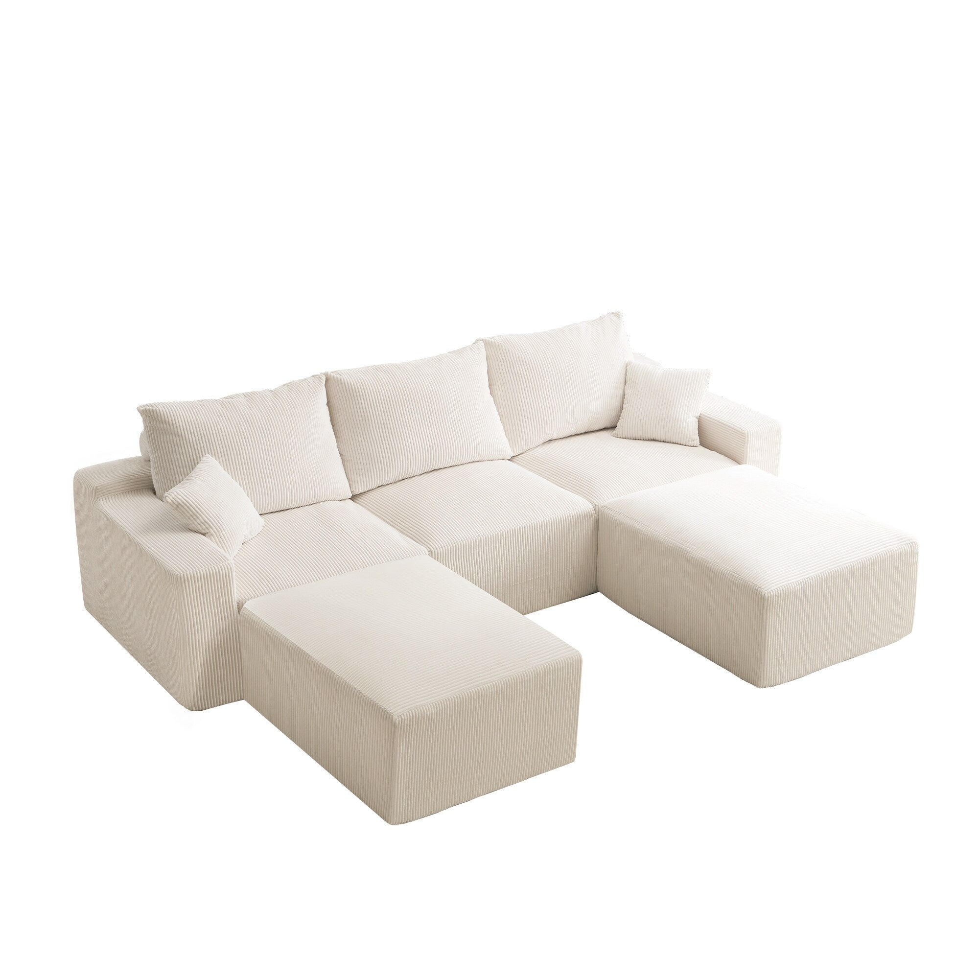 110 L-Shaped Sectional Sofa, Full-Compression 3-Seater Cloud Couch with Chaise