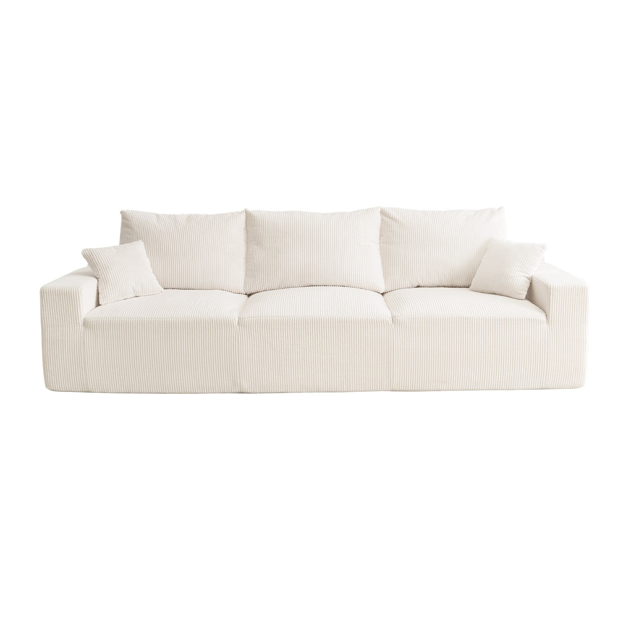 110 Corduroy 4-Seater Sofa,Slow-Recovery Foam (72hr Expansion, No Assembly Required)