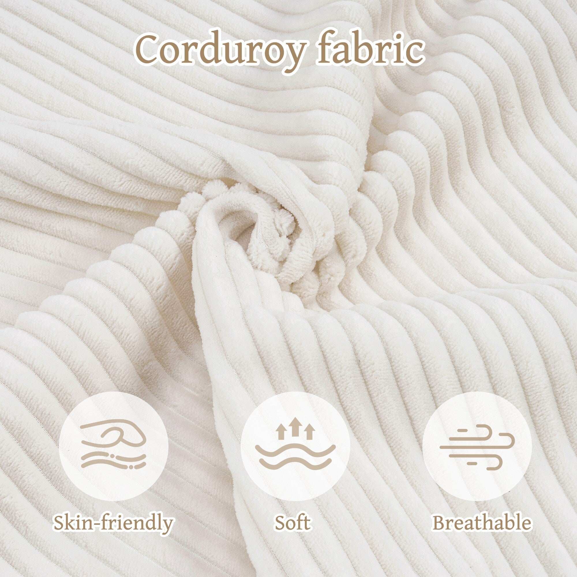 110 Corduroy 4-Seater Sofa,Slow-Recovery Foam (72hr Expansion, No Assembly Required)