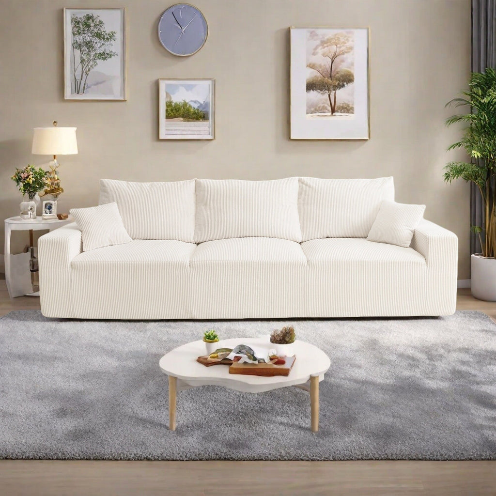 110 Corduroy 4-Seater Sofa,Slow-Recovery Foam (72hr Expansion, No Assembly Required)