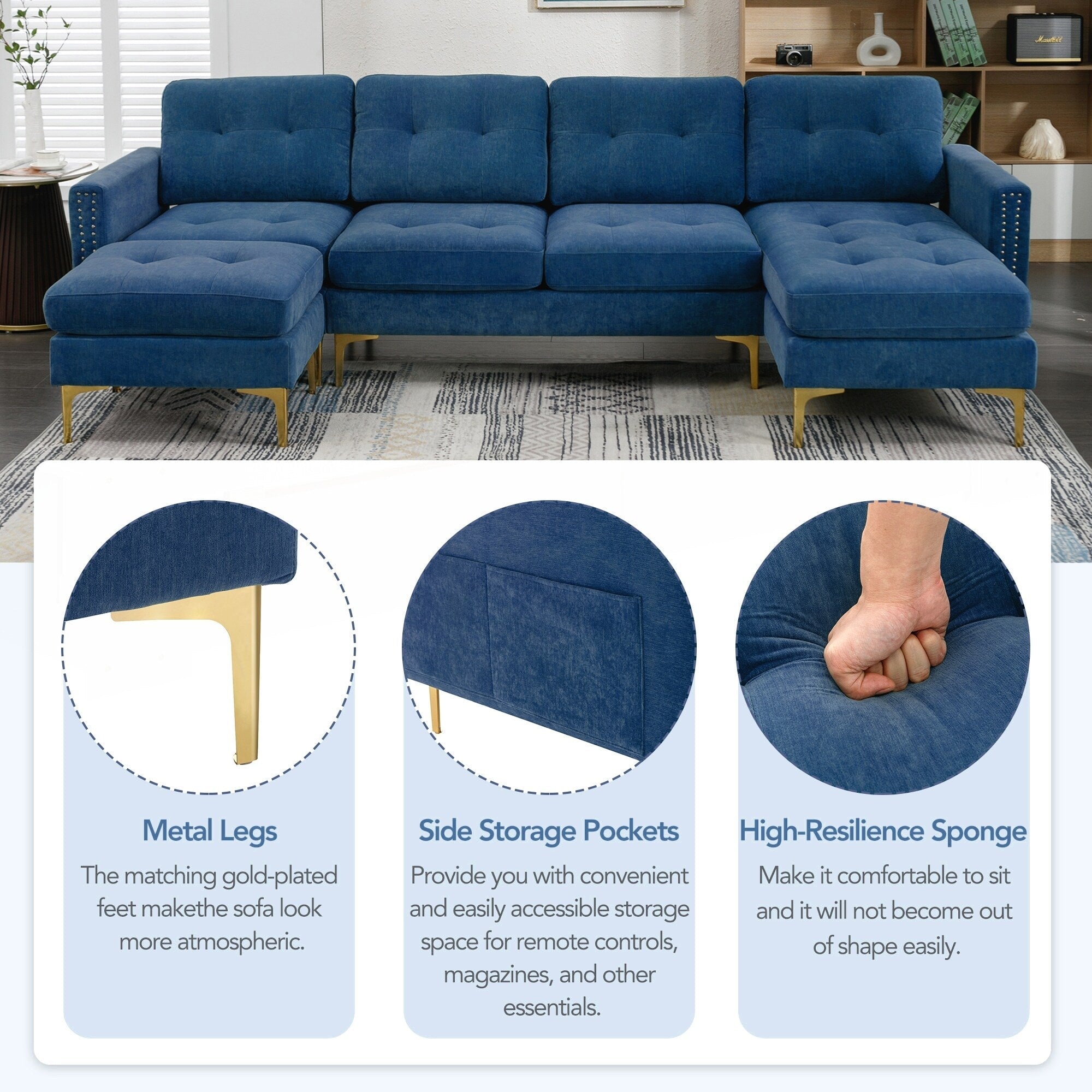 110inch L-Shape Convertible Sectional Sofa Couch
