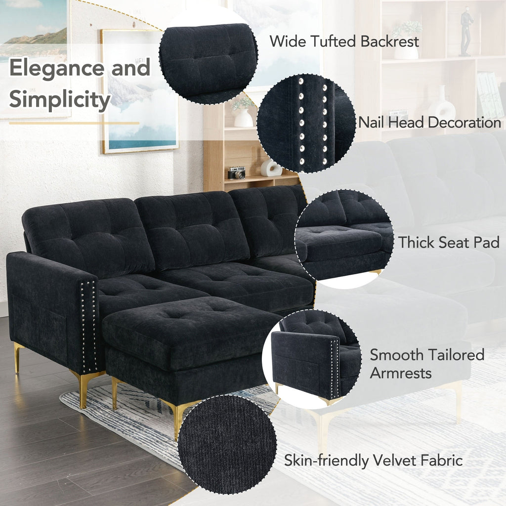 110inch L-Shape Convertible Sectional Sofa Couch
