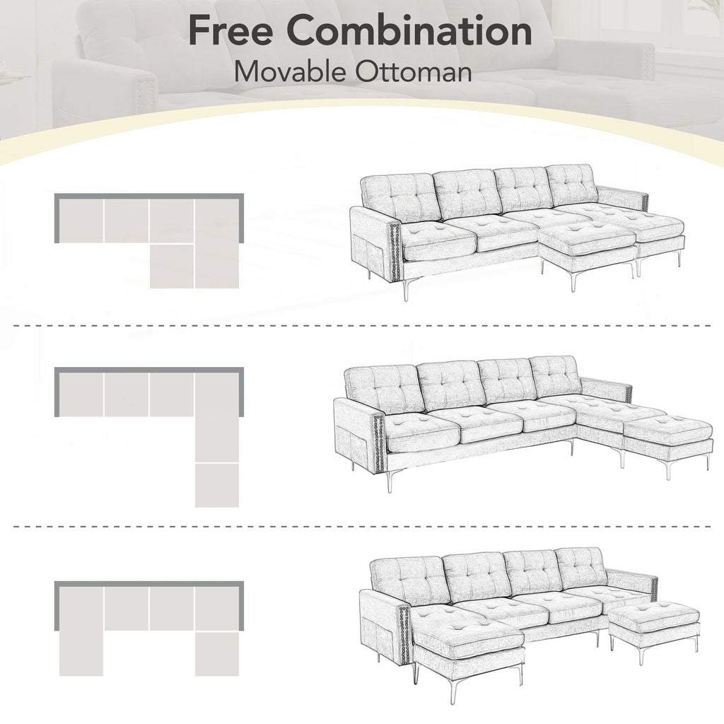 110inch L-Shape Convertible Sectional Sofa Couch