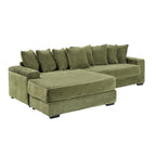 111.4  L-Shaped Corduroy Sofa with 8 Throw Pillows and Footstool