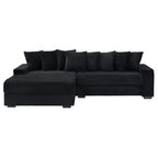 111.4  L-Shaped Corduroy Sofa with 8 Throw Pillows and Footstool