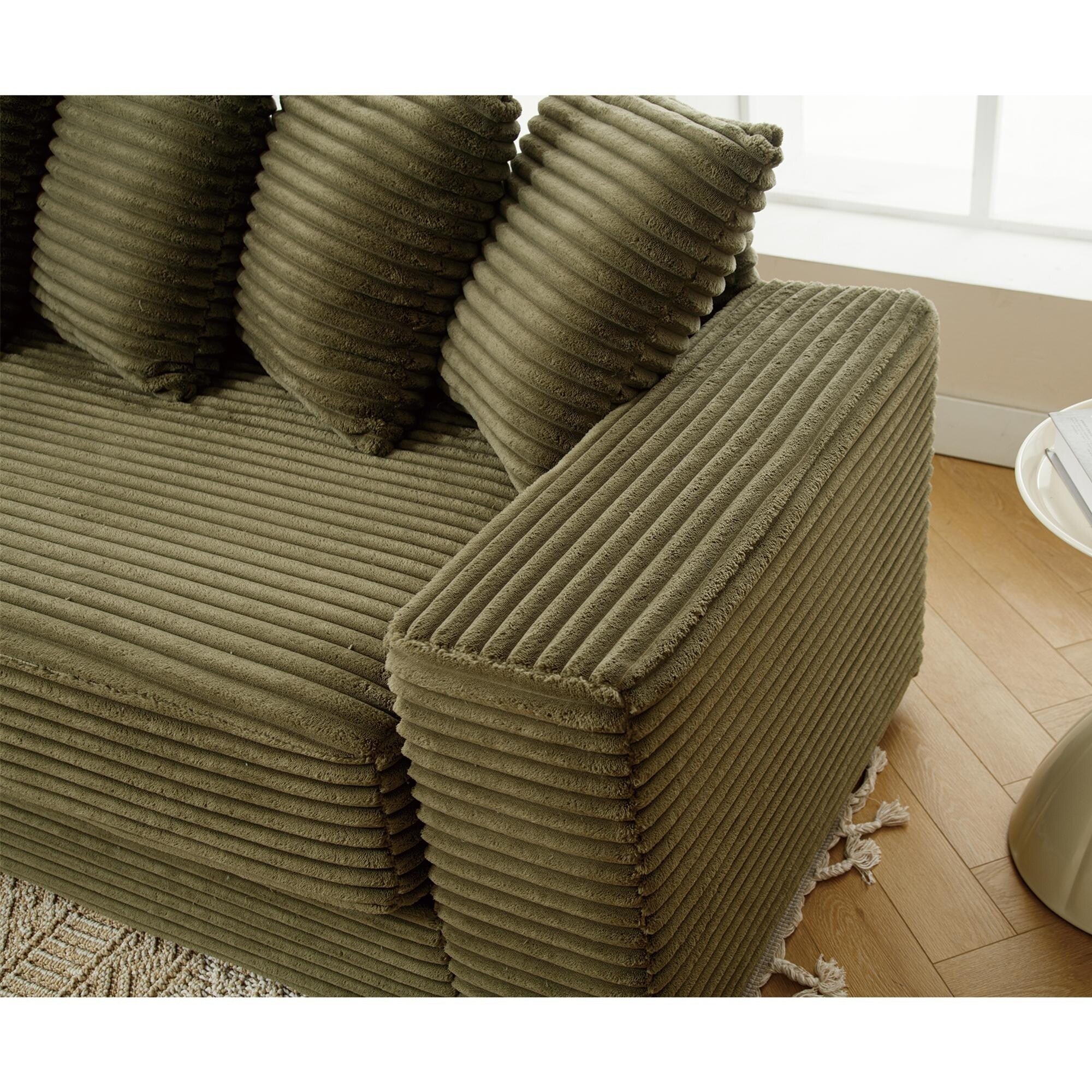 111.4 Green flannelette sofa, elegant shelter choice - living room, bedroom, office ideal companion