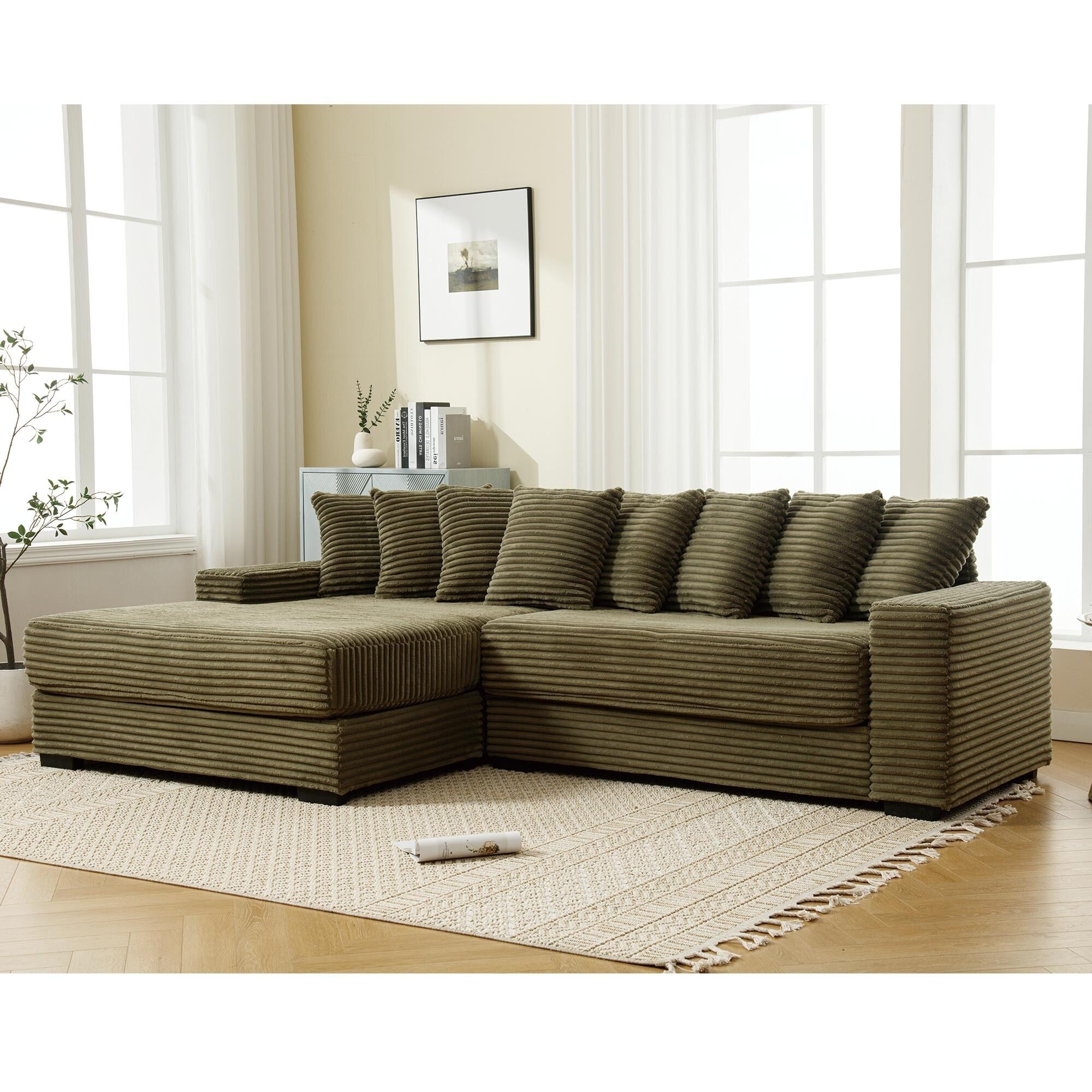 111.4 Green flannelette sofa, elegant shelter choice - living room, bedroom, office ideal companion